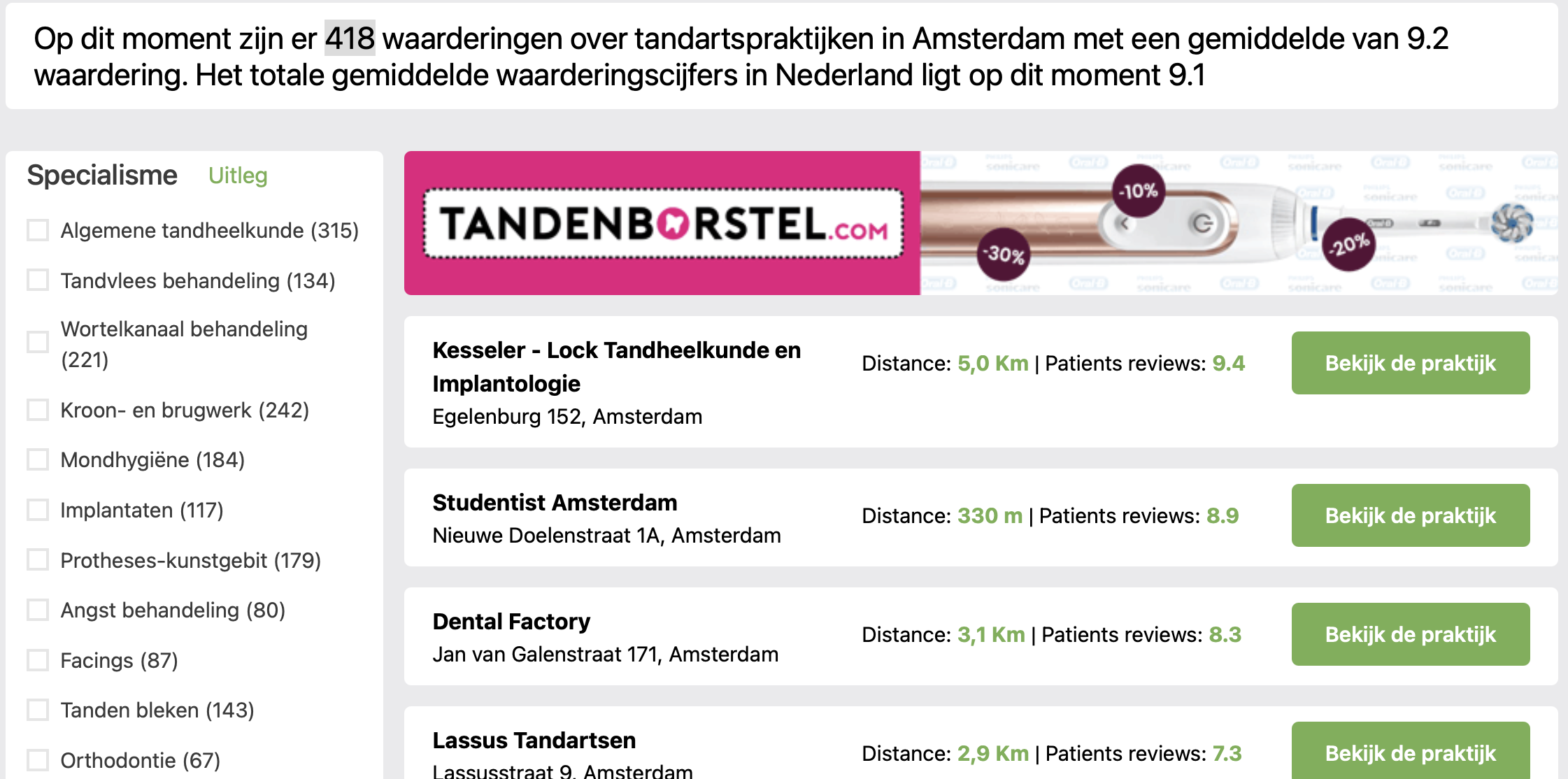 Lijst met praktijken