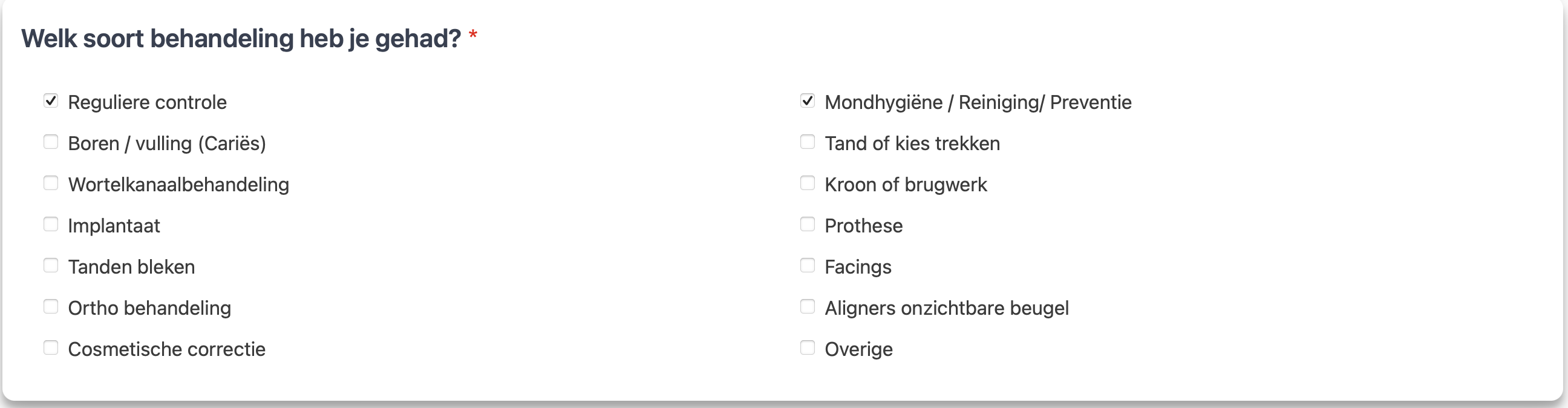 review naar type behandeling